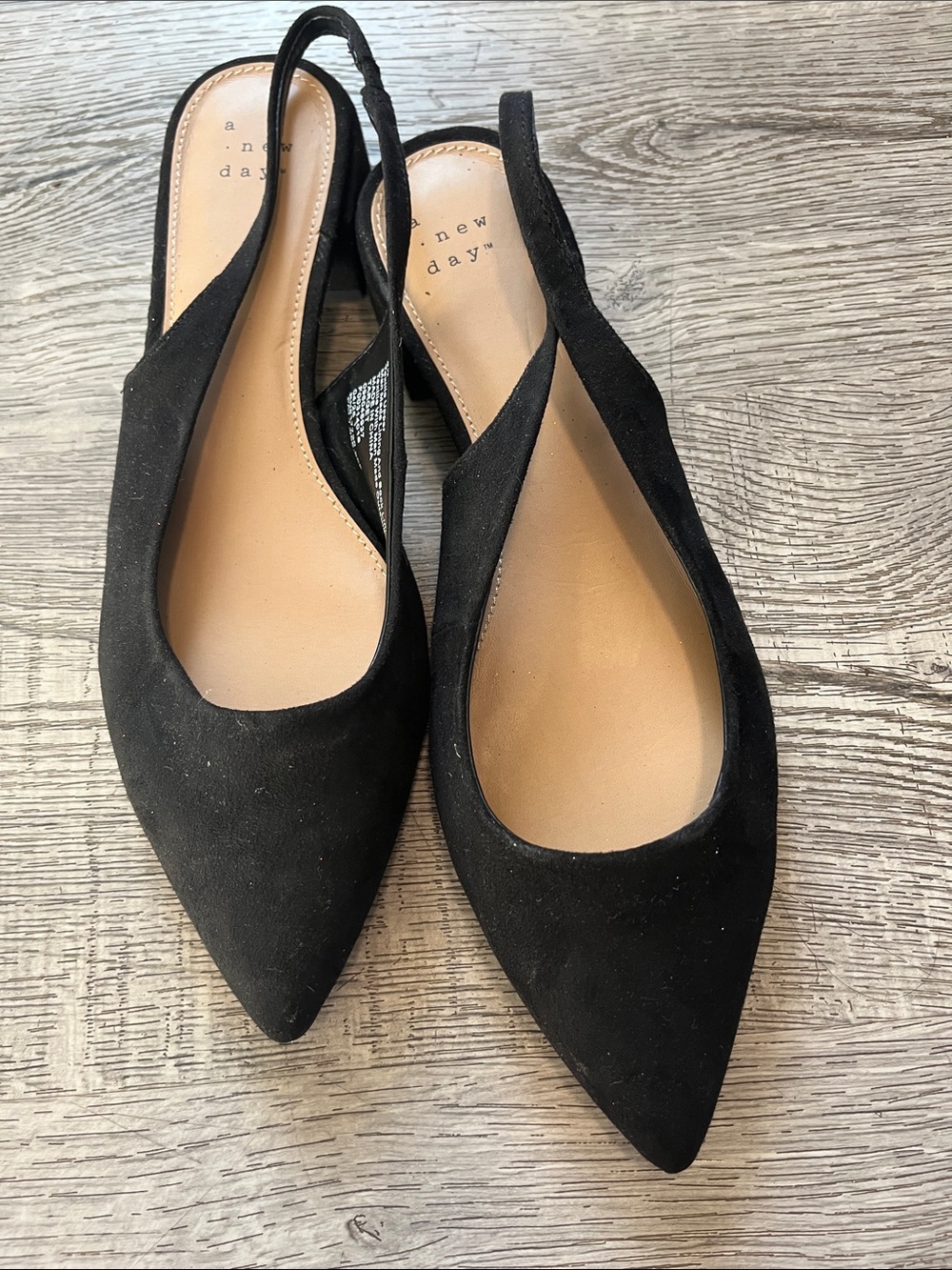 a new day Black Pointed-Toe Slingback Flats